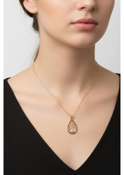 Hayat Ağacı Figürlü 14 Ayar Altın Kolye modelleri