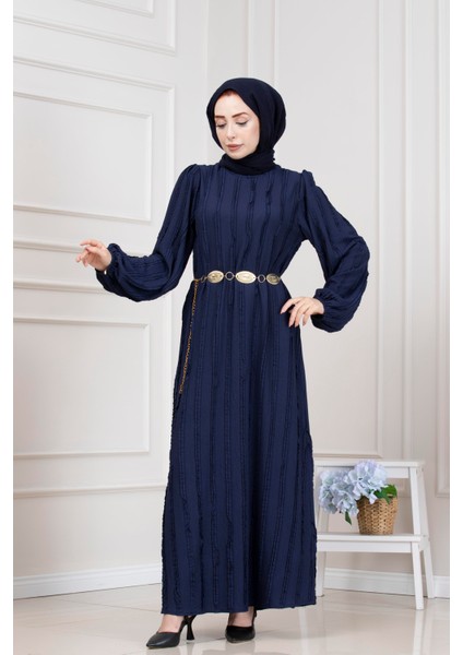 Fırfır Detaylı Rüya Elbise-Lacivert modelleri