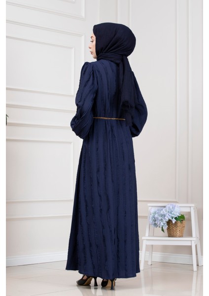 Fırfır Detaylı Rüya Elbise-Lacivert indirimleri