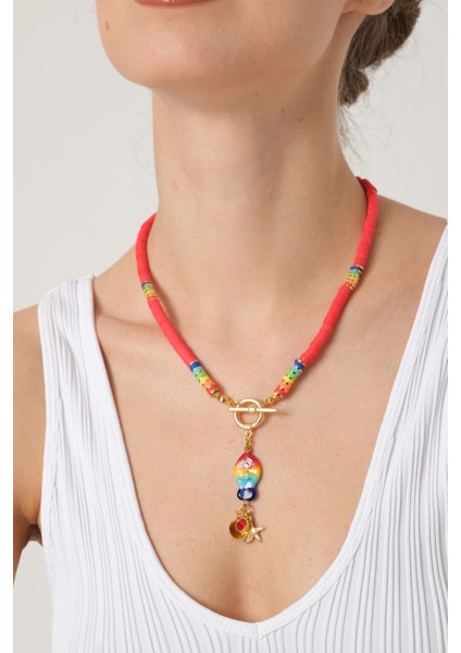 db Dilek Baş Tasarım Balık Uçlu Renkli Fimo Boncuklu Kolye modelleri