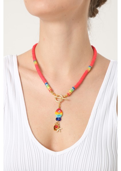 db Dilek Baş Tasarım Balık Uçlu Renkli Fimo Boncuklu Kolye fırsatları