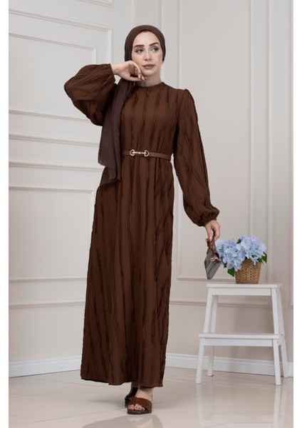 Fırfır Detaylı Rüya Elbise-Kahverengi fiyatları