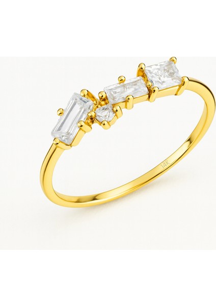 14 Ayar Altın Baget Yüzük, Minimalist Nişan Yüzüğü, Söz Yüzüğü, Yıldönümü Hediyesi fırsatları