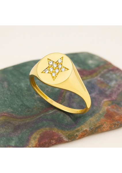 14 Ayar Altın Yıldız Yüzük, Yıldız Patlaması Yüzük, Kutup Yıldızı Yüzük