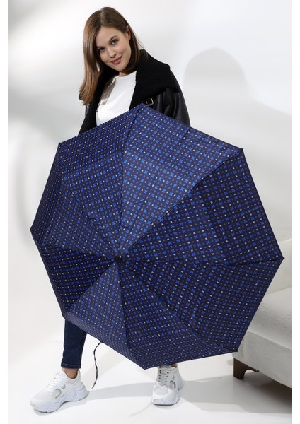 Lacivert Otomatik Fonksiyonlu Şemsiye, Dayanıklı Fiber Tel, Şık Tasarım