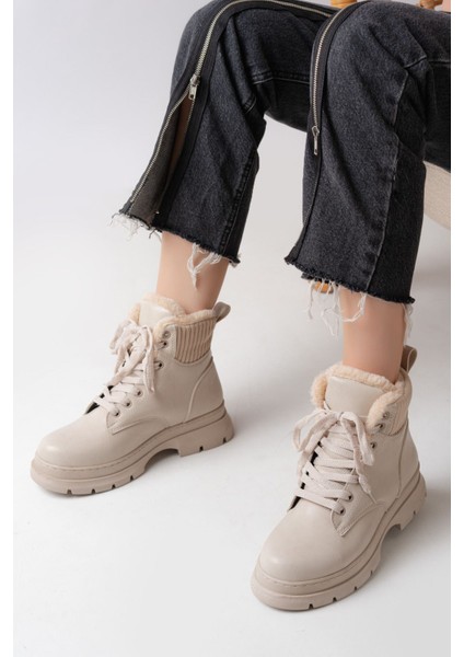 ZRİN-080 Premium Bej Bağcıklı Günlük Kadın Bot modelleri