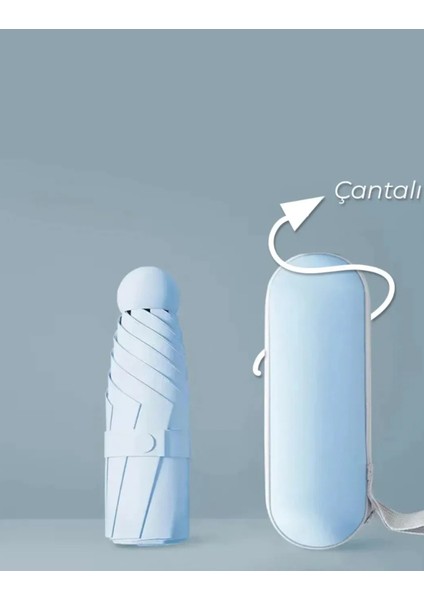 Mavi Renkli, Şık ve Pratik Kaplı Kapsül Şemsiye, Hafif ve Taşıması Kolay. fiyatları