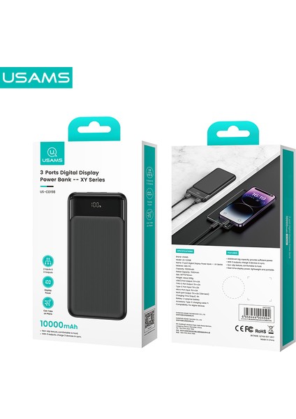 CD198 10000 Mah Powerbank | 3 Çıkışlı (2×usb + Type-C) | LED Dijital Ekranlı | Hızlı Şarj Destekli Taşınabilir Şarj Cihazı fırsatları