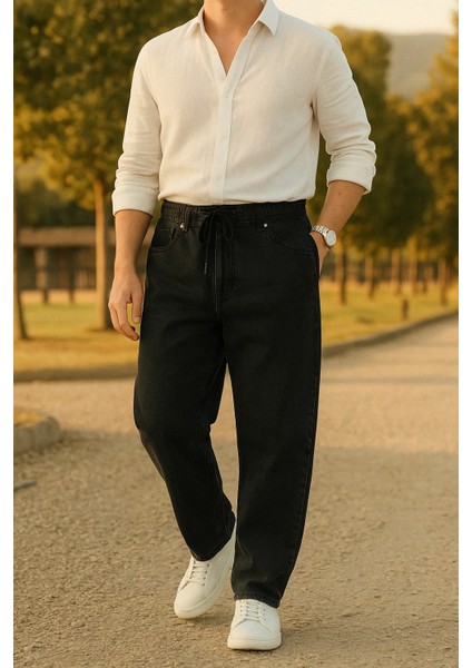 Erkek Bol Paça Jogger Baggy Siyah Pantolon fiyatları