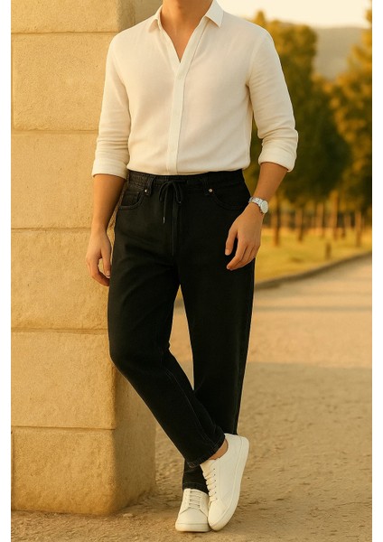 Erkek Bol Paça Jogger Baggy Siyah Pantolon modelleri