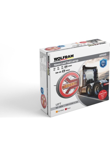 LED Yuvarlak 3 Fonksiyonlu Stop-Sinyal-Park Lambası 10-30V E9 Belgeli Sol - Wolfram 40100 modelleri