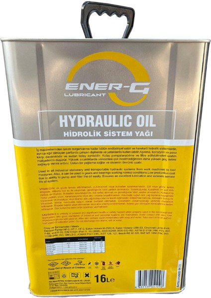 Ener-G 68 Numara Çok Amaçlı Hidrolik Sistem Yağı 16 L fiyatları