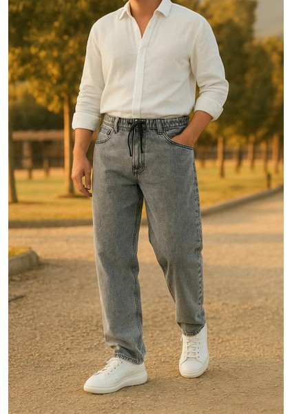 Erkek Bol Paça Jogger Baggy Gri Pantolon fiyatları