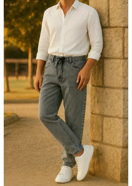 Erkek Bol Paça Jogger Baggy Gri Pantolon fırsatları