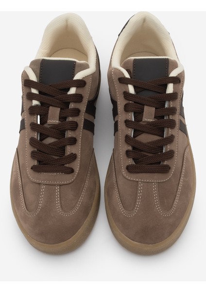 Kadın Sneaker Bağcıklı Düz Taban Spor Ayakkabı Tiyone Vizon indirimleri