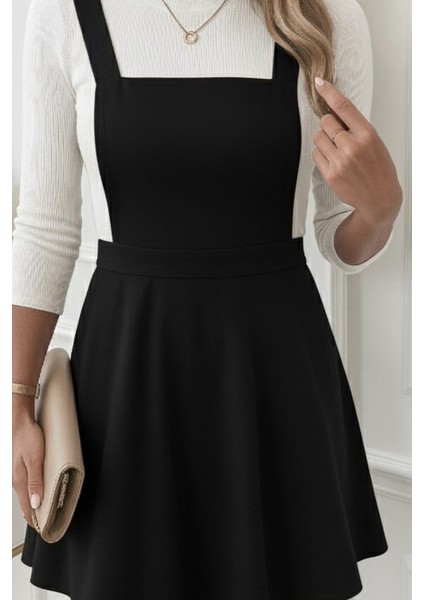 Kadın Askılı Sırttan Çapraz Detaylı Kısa Kiloş Kadife Mini Elbise