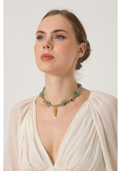 Db Dilek Baş Tasarım Balık Uçlu Aventurin Kolye fiyatları