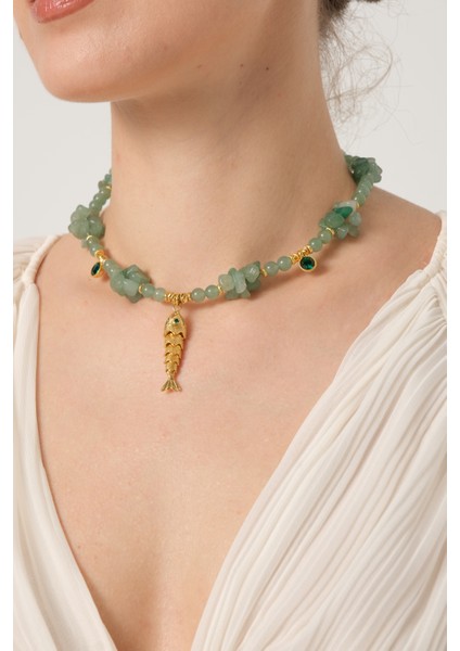 Db Dilek Baş Tasarım Balık Uçlu Aventurin Kolye fırsatları