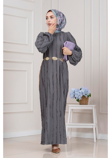 Fırfır Detaylı Rüya Elbise-Gri fiyatları