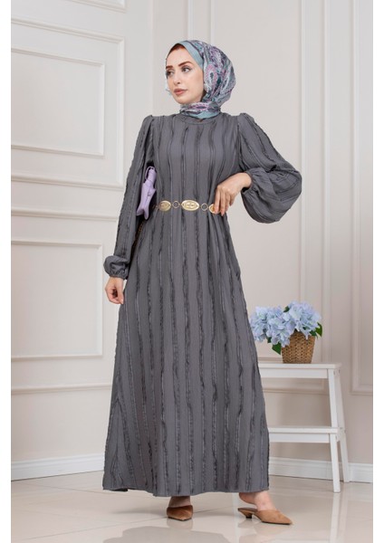 Fırfır Detaylı Rüya Elbise-Gri modelleri