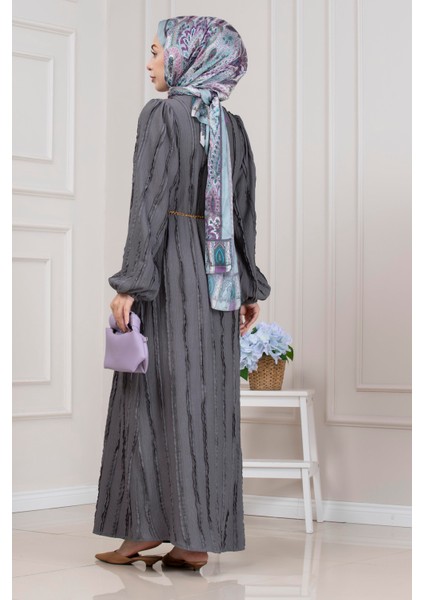 Fırfır Detaylı Rüya Elbise-Gri indirimleri