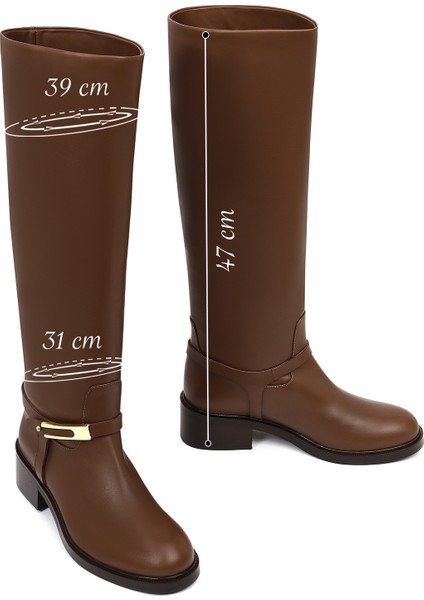 Kadın Kahverengi Tokalı Deri Çizme 25WFD101518 fiyatları