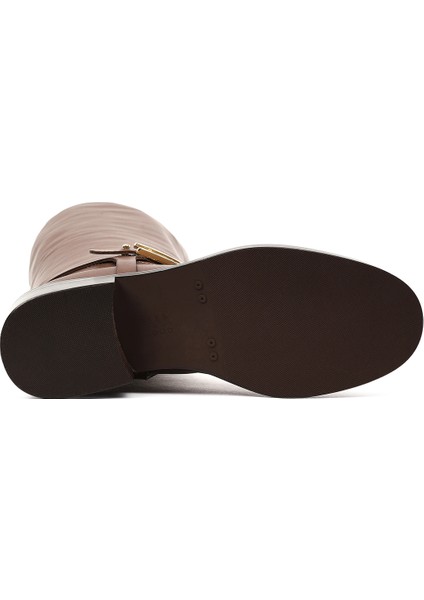 Kadın Kahverengi Tokalı Deri Çizme 25WFD101518