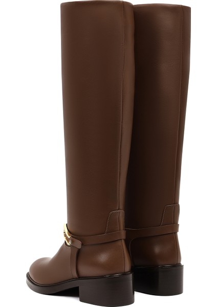 Kadın Kahverengi Tokalı Deri Çizme 25WFD101518