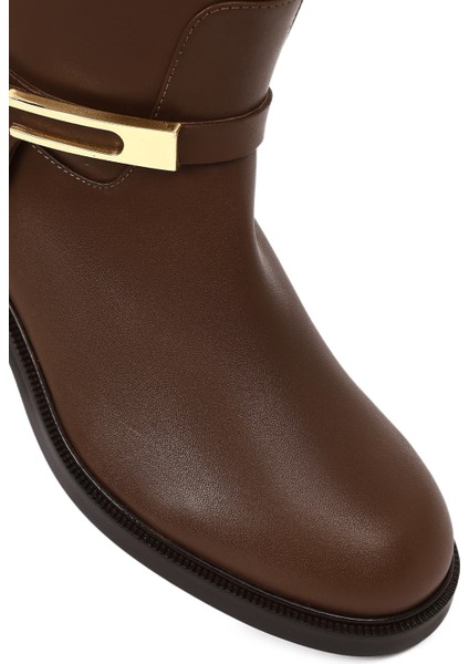 Kadın Kahverengi Tokalı Deri Çizme 25WFD101518