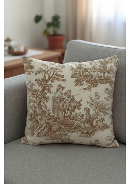 Fransız Köylüler Rustik Dekoratif 4'lü Yastık Kırlent Kılıfı Takımı modelleri