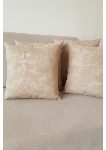 Bej Karışık Desenli Dekoratif 4'lü Yastık Kırlent Kılıfı Takımı