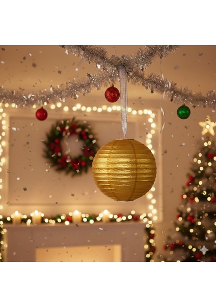 35 cm – Metalik Altın Gold Büyük Japon Feneri Çin Feneri Parti Dekorasyonu