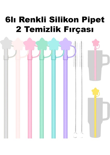 Quencher 1.18 Lt Uyumlu 6lı Silikon Pipet Termos Pipeti– Temizlik Fırçası Hediyeli