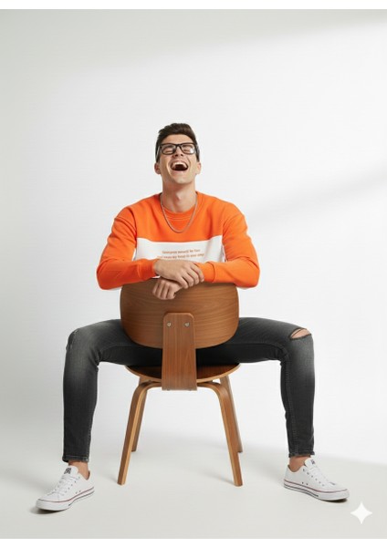 Erkek Bisiklet Yaka Çift Iplikli Baskılı Içi Pamuklu Sweatshirt modelleri