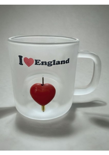 I Love England Temalı Şeffaf Kupa Buzlu Cam Hareketli Kalp Detaylı fiyatları