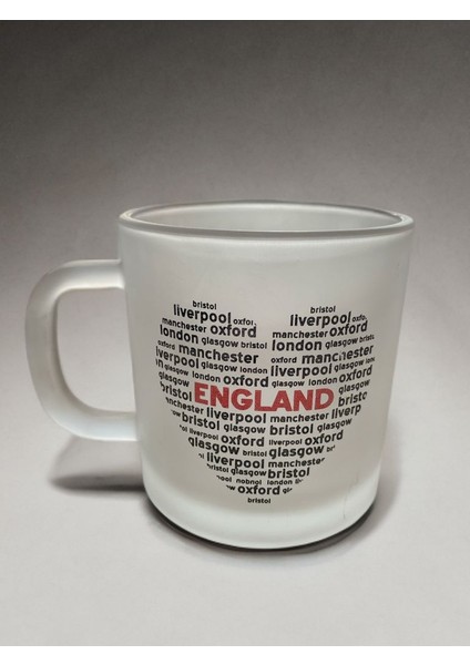 I Love England Temalı Şeffaf Kupa Buzlu Cam Hareketli Kalp Detaylı modelleri