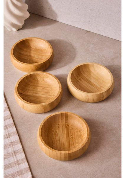 Snacks 4'lü Yuvarlak Bambu Çerezlik 9,5 cm