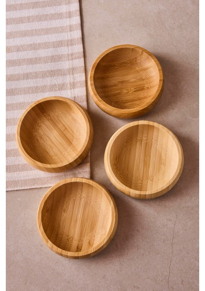 Snacks 4'lü Yuvarlak Bambu Çerezlik 9,5 cm modelleri