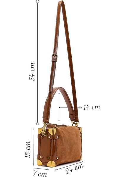 Kadın Taba Uzun Askılı Süet Deri Mini Kol Çantası 25WBD252410 fiyatları