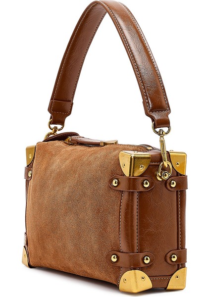 Kadın Taba Uzun Askılı Süet Deri Mini Kol Çantası 25WBD252410 indirimleri