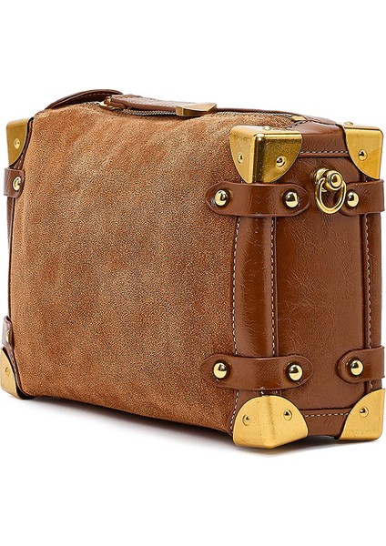 Kadın Taba Uzun Askılı Süet Deri Mini Kol Çantası 25WBD252410