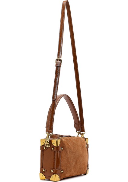 Kadın Taba Uzun Askılı Süet Deri Mini Kol Çantası 25WBD252410