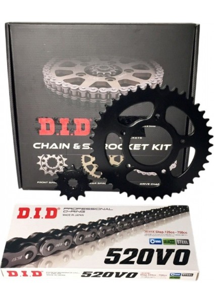 CFMOTO 250NK 2018-2023 ZİNCİR DİŞLİ SETİ DID (Y-455-14T - Y-4344-