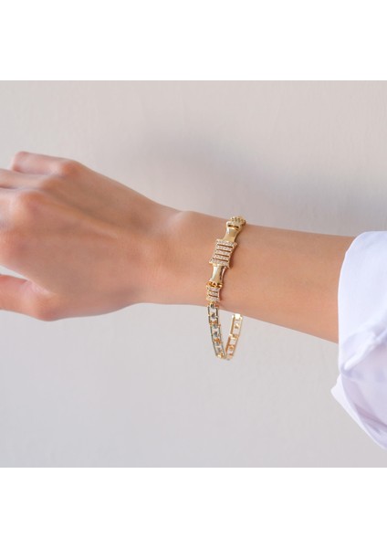 Altın Kaplama Zirkon Taşlı Kare Model Kadın Bileklik BLK-1038 fiyatları