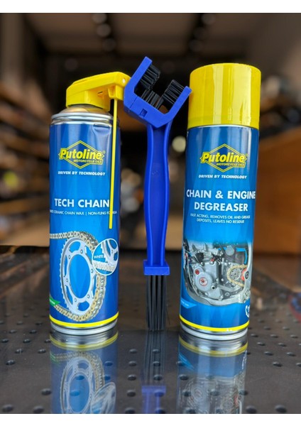 500 ml Aerosol Putoline Tech Chain Seramik Zincir YAĞI+500 ml Aerosol Putoline Zincir ve Motor Temizleyici+Fırça