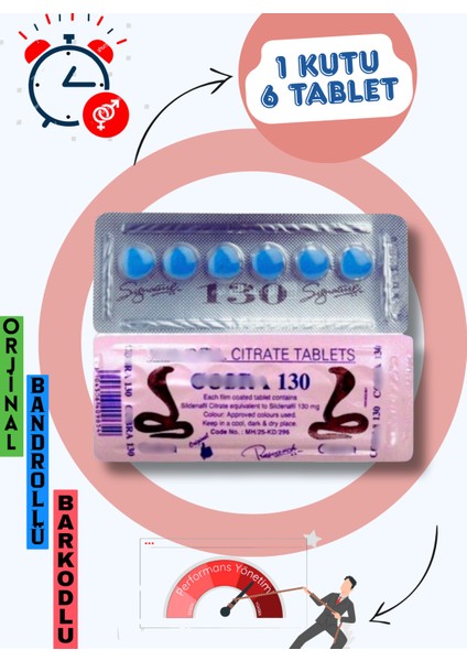 VEGA130 Mavi COB'RA_130 Hap 130 Mg 6x1 Dizi(Toplam 6 Tablet) COBRA130MG Cobra_hap Kobrahap Mavi Kobra Geciktiricili8 Geciktirme8 CIALIS15 Uzun_etki