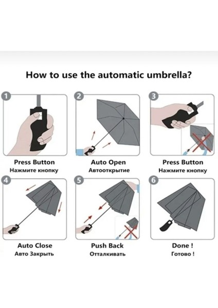 Tam Otomatik Unisex Siyah Şemsiye, Hafif ve Dayanıklı, Şık ve Kullanışlı indirimleri