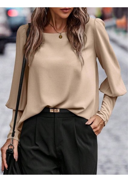 Kadın Uzun Kollu Yuvarlak Yakalı Düğmeli Ithal Krep Bluz fiyatları