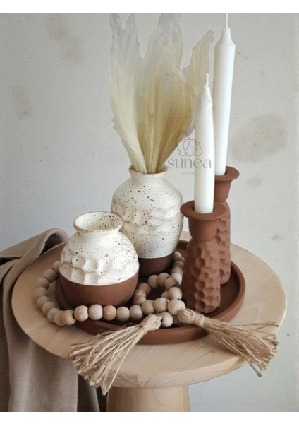 Dekoratif Vazo Şamdan Mumluk Tepsi Set, 5'li Dekoratif Obje Biblo Takım modelleri