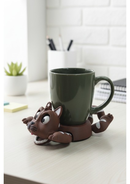 Sevimli Kedi Bardak Altlığı – Hareketli ve Eğlenceli Kupa Altlığı